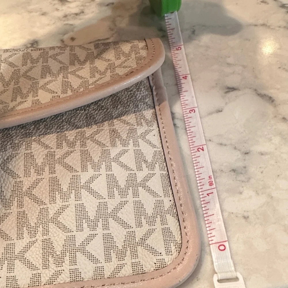 Michael Kors Beige and Pink Logo Clutch